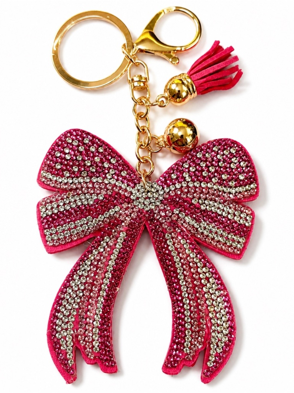 Pink Rhinestone Bow Keyring bag backpack charm
